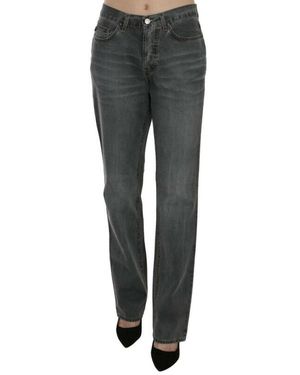 Just Cavalli Just Cavalli Grey Washed Mid Waist Straight Denim Trousers Jeans