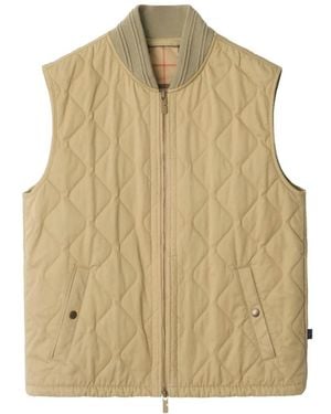 Burberry Gabardine Quilted Gilet - Natural