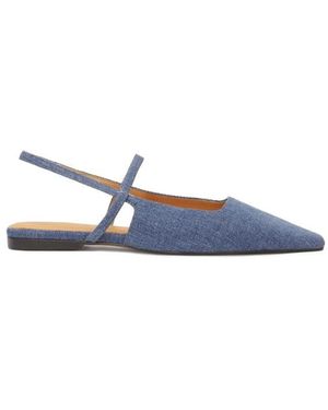 Kazar Schoenen ,Blauw ,Denim Platte Denim Pompjes