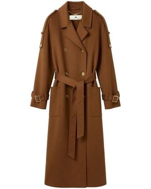 Elisabetta Franchi Jassen ,Bruin ,Wol Lange Jas