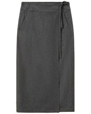 Pomandère Wikkelskirt Met Zijzakken En Tailleband - Grijs