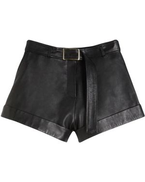 Sportmax Korte Broeken ,Zwart ,Leer Spxvasaio Leren Shorts