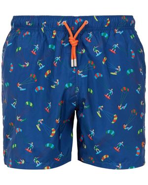 Gallo Herren Blaue Badehose Mit Drachen-Surfmuster