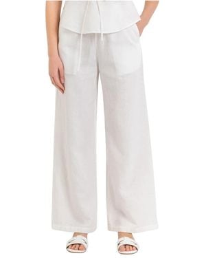 Kocca Broeken ,Wit ,Katoen High-Waisted Wide Leg Broeken - Grijs