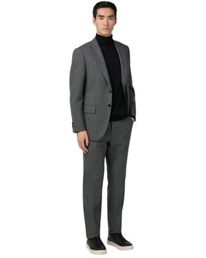 BOGGI Pied De Poule Wollen Pak Stijl Firenze - Zwart
