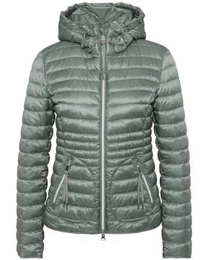 Cartoon Steppjacke Mit Reißverschlusstaschen - Grün