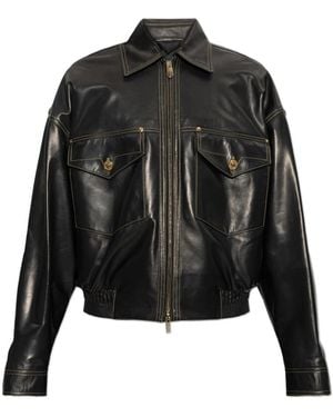 Versace Leather Jackets - Negro