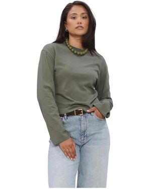 Modström Tops ,Groen Truien Vesten Tampamd Ls T-Shirt - Grijs