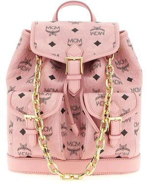 MCM Stark Rucksack Mit Monogramm Und Ketten-Detail - Pink