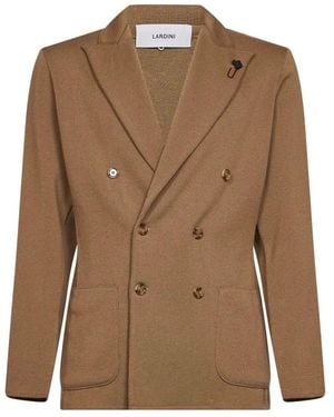 Lardini Jassen ,Bruin ,Wol Dubbelrijige Wollen Jas