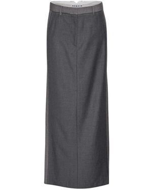 REMAIN Birger Christensen Rokken ,Grijs ,Wol Kleur Blok Maxi Rok
