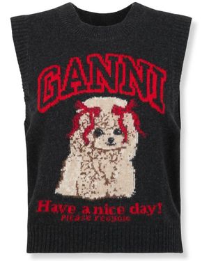 Ganni Round-Neck Knitwear - Red