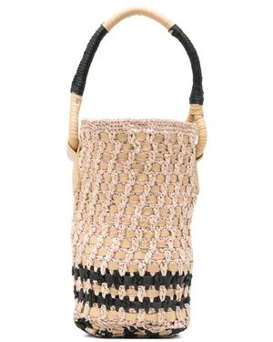 Alysi Tassen ,Leer Rieten Mini Tas - Wit