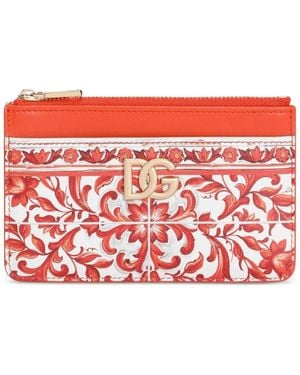 Dolce & Gabbana Kaarthouder Van Kalfsleer Met Majolica-Print - Rood