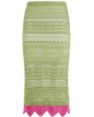 Roberto Cavalli Midi Gebreide Rok Met Contrast Detail - Groen