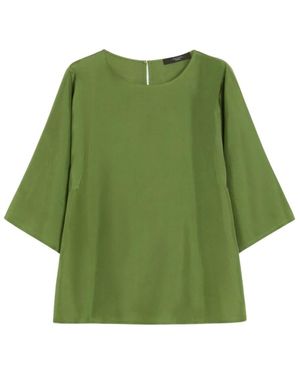 Weekend by Maxmara Grüne Seidenbluse Mit Jersey-Einsatz