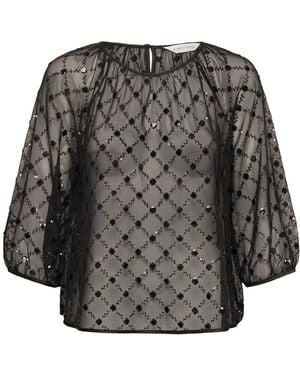 Part Two Bluse Mit Pailletten-Applikation - Schwarz