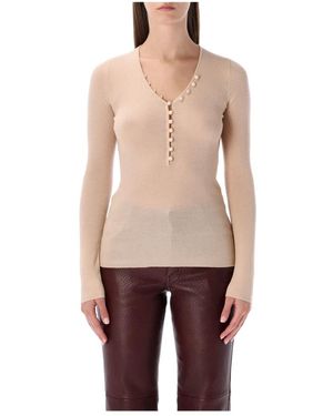 Chloé Truien & Vesten ,Roze ,Wol Henley Shirt Van Merinowol - Rood