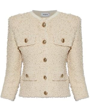 Balmain Jacke Mit Lurex-Garn - Natur