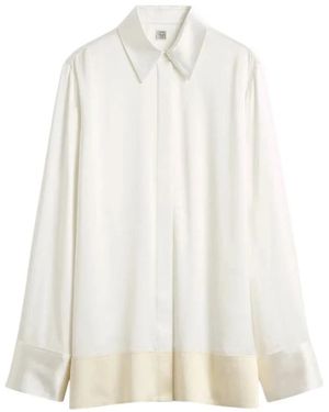 TOTEME Overhemden ,Wit ,Satijn Zachte Smoking Blouse