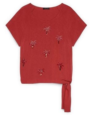 FIORELLA RUBINO Top Met Pailletten En Strik - Rood