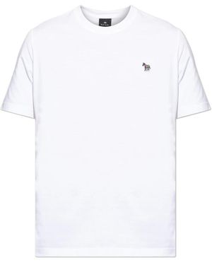 Paul Smith Tops ,Wit ,Katoen T-Shirt Met Patch