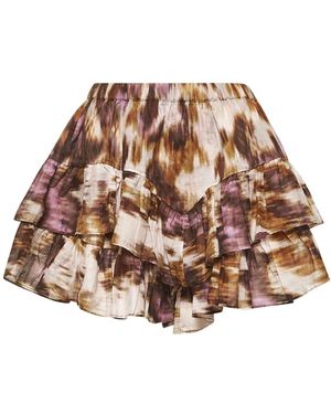 Isabel Marant Short a balze svasate in cotone ecru/ocra - Marrone