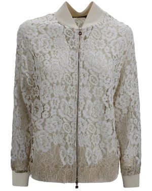 D.exterior Jassen ,Wit ,Lace Bomber Jacket - Grijs