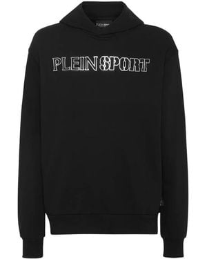 Philipp Plein Felpa nera con cappuccio tiger elegante classica grafica - Nero