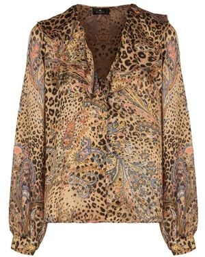 Etro Geprinte Zijden Blouse - Bruin
