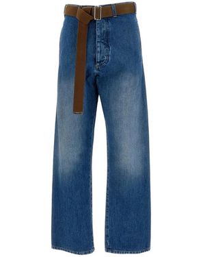 Plan C Jeans ,Blauw ,Straight-Leg High-Waist Jeans