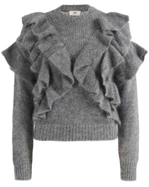 Elisabetta Franchi Strickpullover Mit Rüschen - Grau
