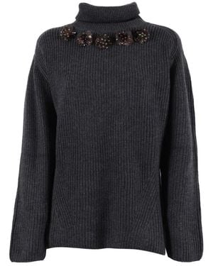 P.A.R.O.S.H. Lady Blum Roll-Neck Trui - Zwart