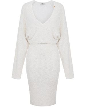 Elisabetta Franchi Kleedjes ,Midi Gebreide Jurk - Wit