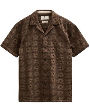 Anerkjendt 902328 Akleander Lace Emb Ss Shirt Teak - Bruin