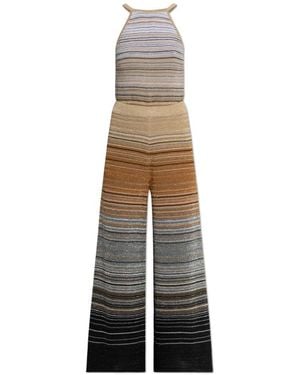 Akep Jumpsuits & Playsuits ,Veelkleurig ,Lurex Thread Jumpsuit - Naturel