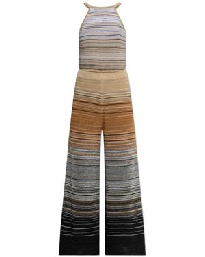 Akep Jumpsuits & Playsuits ,Veelkleurig ,Lurex Thread Jumpsuit - Naturel