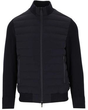 Emporio Armani Jassen ,Blauw ,Wol Donsjack Met Gebreide Mouwen