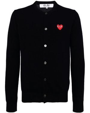 Comme des Garçons Blauwe Wollen Trui Met Logopatch - Zwart