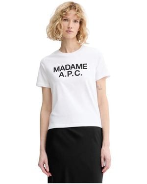 A.P.C. Tops ,Wit ,Katoen T-Shirt Cropped Korte Mouw Madame