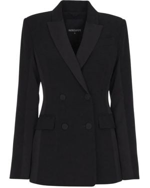 Patrizia Pepe Jassen ,Zwart ,Leer Gevormde Blazer Met Dubbele Knopenrij