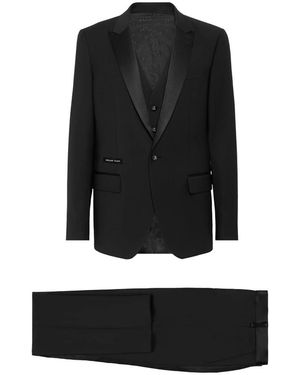 Philipp Plein Light Wool Tuxedo Suit - Zwart