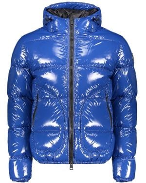 Herno Glänzende Daunenjacke Mit Kapuze - Blau