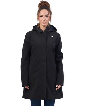K-Way Zwarte Trenchcoat Waterdicht Winddicht