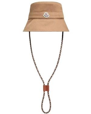Moncler Accessoires ,Bruin ,Bucket Hat - Naturel