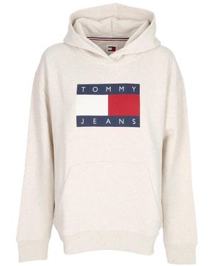 Tommy Hilfiger Relax Melange Flag Hoodie Oud Wit