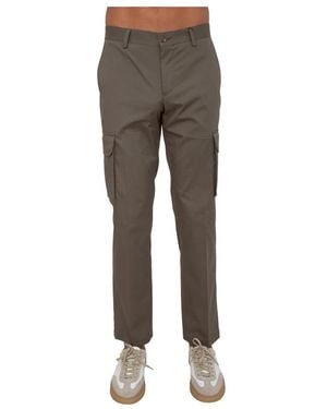 Corneliani Broeken ,Groen ,Katoen Slim-Fit Broeken - Grijs