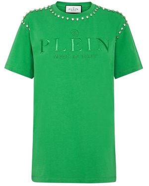 Philipp Plein T-Shirt Round Neck Ss Stones - Groen