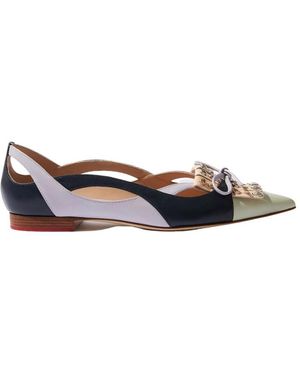 SCAROSSO The Spicy Ballet Zwarte Leren Ballerina's - Blauw