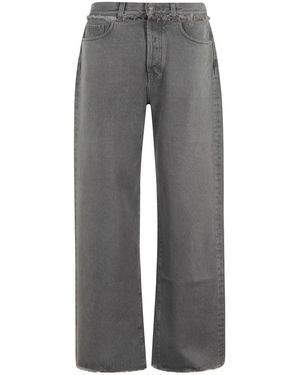 Alanui Jeans ,Grijs ,Grijze Wide Leg Jeans Met Lage Taille